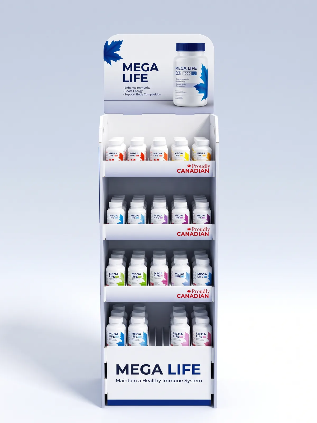 Mega Life vitamin display stand